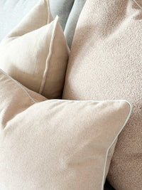 norsuHOME Cushions norsuHOME Cushion - Blush Boucle with Blush Leather piping, Various Sizes