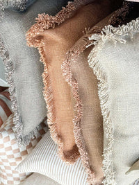 Baya Dover Cushion tan linen rayon blend soft earthy tones 40x60cm
