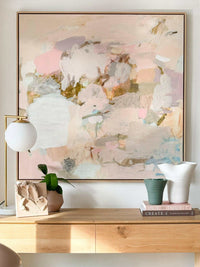 oak framed Vanni limited edition abstract art canvas print Dancing Sunshine 100x100cm