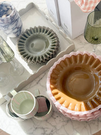 Sigrid Frill Dish Large - Mustard & Pink