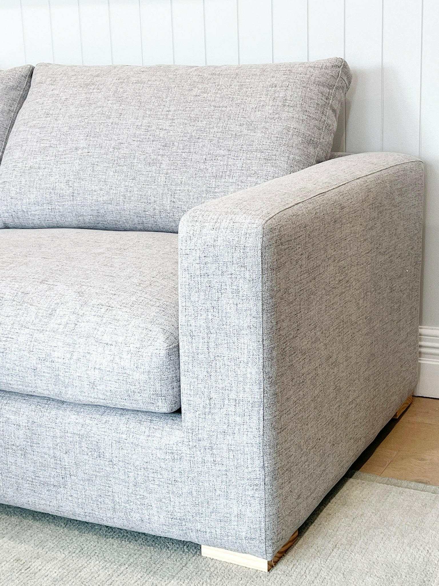 Molmic Sofas 3 Seater Molmic Shona sofa, 3 Seater, Hawthorn Silver Fabic with Oak Timber Legs AVAILABLE FOR IMMEDIATE PICK UP