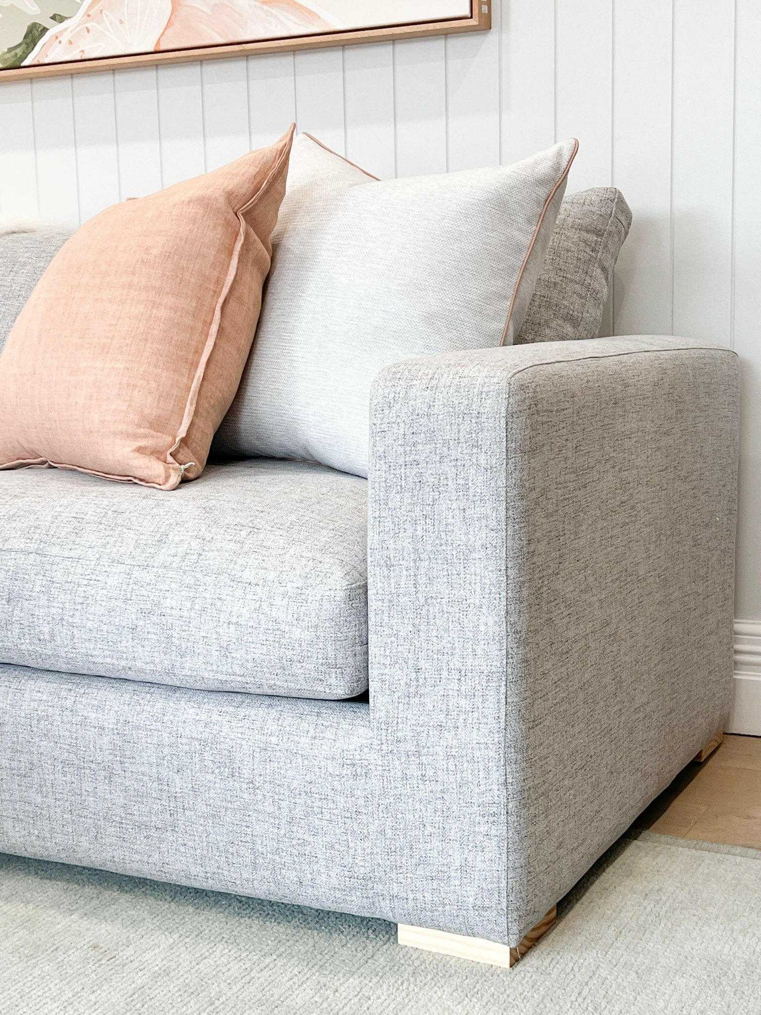 Molmic Sofas 3 Seater Molmic Shona sofa, 3 Seater, Hawthorn Silver Fabic with Oak Timber Legs AVAILABLE FOR IMMEDIATE PICK UP