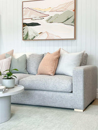 Molmic Sofas 3 Seater Molmic Shona sofa, 3 Seater, Hawthorn Silver Fabic with Oak Timber Legs AVAILABLE FOR IMMEDIATE PICK UP