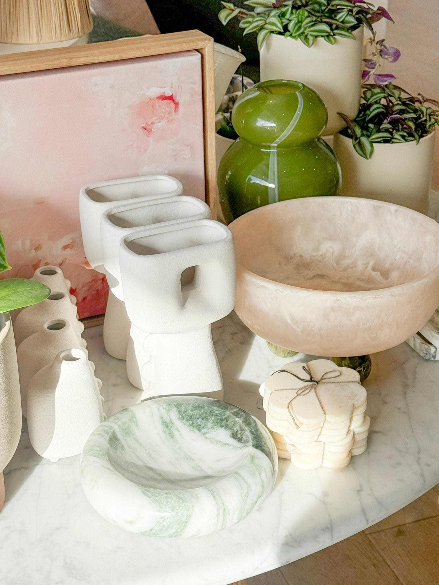 Madras Link placemats & coasters Aries Scallop Resin Coaster Set - Cream