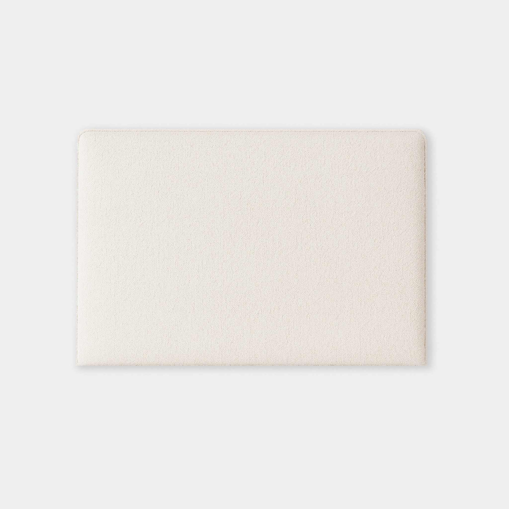 Ivory norsu Cabin Bedhead king size with Ovis boucle fabric and self-piped trim, sleek modern design