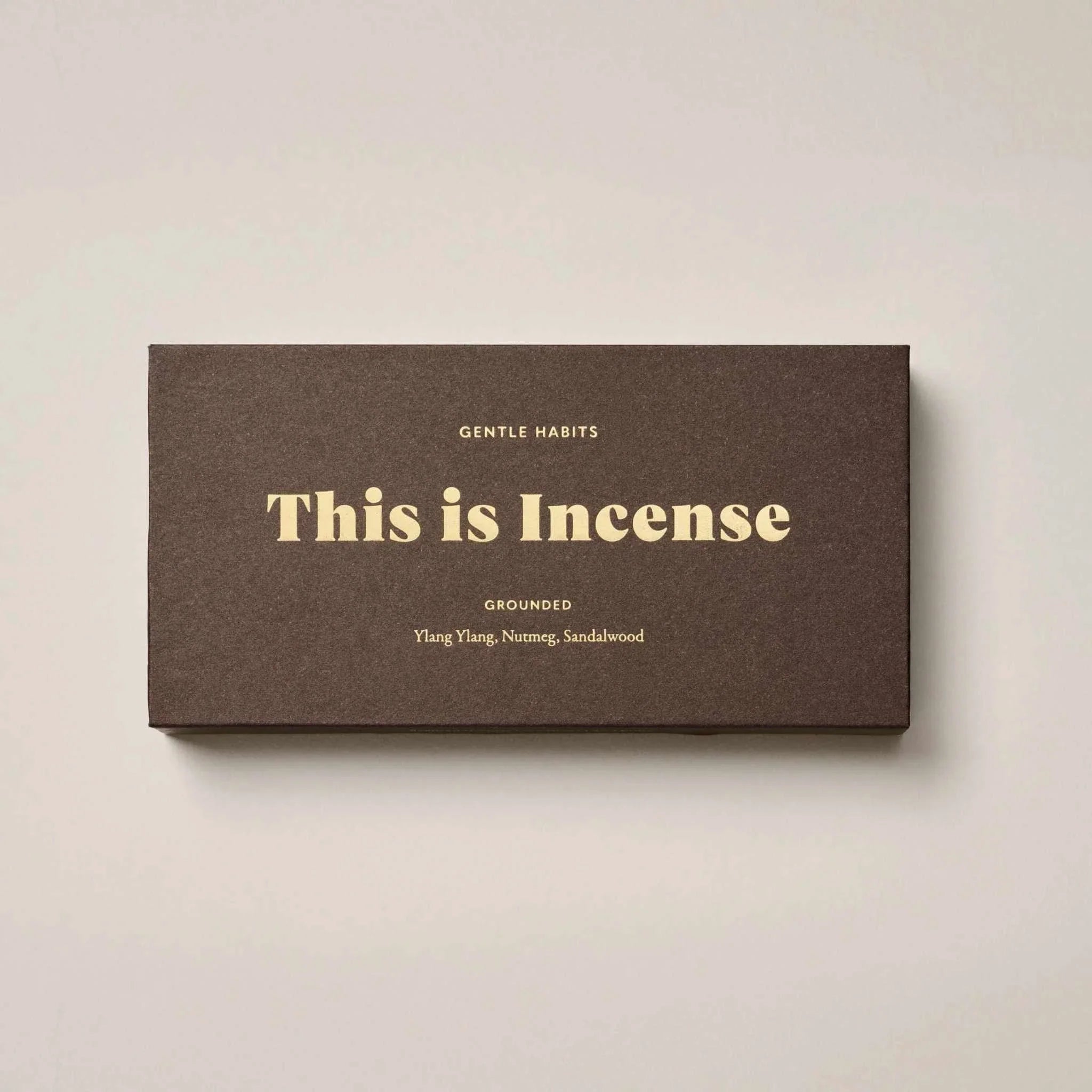 Gentle Habits Incense grounded scent box with Ylang Ylang, Nutmeg, and Sandalwood essential oils