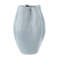 Fluid Vase Tall blue pearl stoneware with wavy fluid silhouette by Amalfi