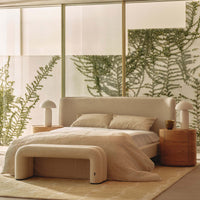 Dalia King Bed Chia styled in a bedroom