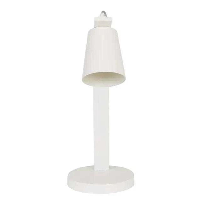 Easton Axel Desk Lamp in matt ivory with industrial iron base and adjustable conical shade