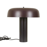 Globe West Canopy Table Lamp in burgundy metal with modern design and fabric cord switch