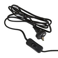 Black fabric cord with inline switch and Australian plug for Easton Curve Lamp