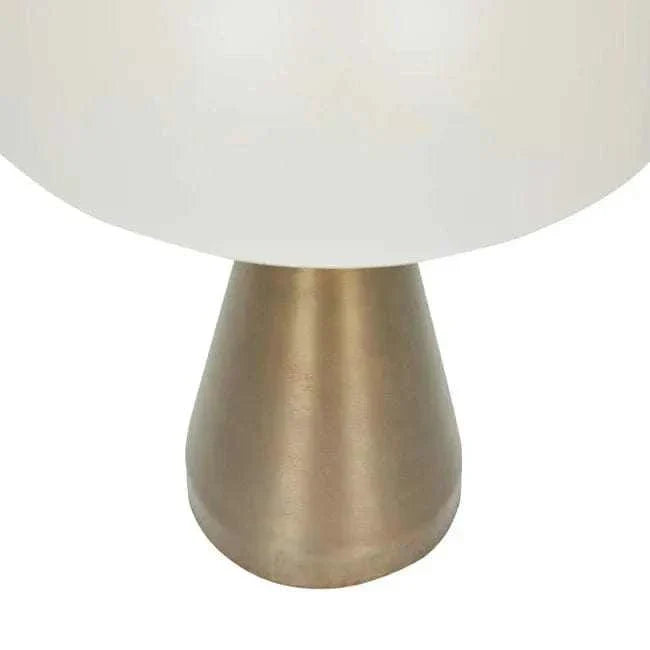GlobeWest Easton Dome Lamp with antique brass metal base and matt ivory dome shade