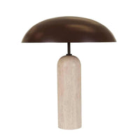 Globe West Lamps Globe West Easton Ellipse Table Lamp - Travertine/Burgundy