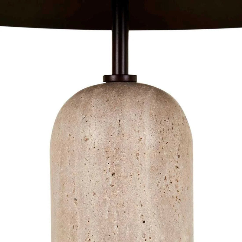 Globe West Lamps Globe West Easton Ellipse Table Lamp - Travertine/Burgundy