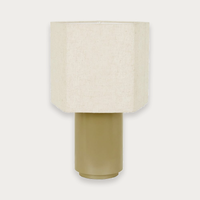 GlobeWest Easton Hex Table Lamp - Khaki - Linen