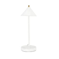 Easton Horizon Desk Lamp with white marble base and white metal shade in minimalist design
