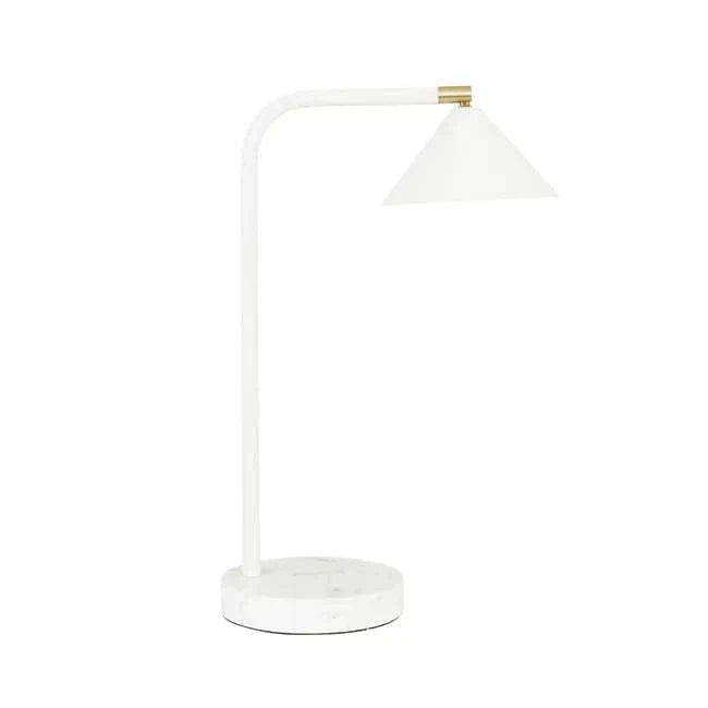 Easton Horizon Desk Lamp with white marble base and adjustable white metal shade