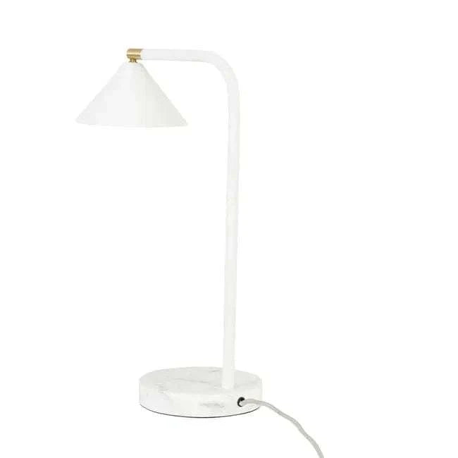 Easton Horizon Desk Lamp with white marble base and white metal adjustable shade