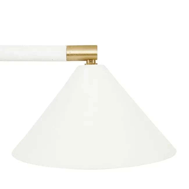 Easton Horizon Desk Lamp white marble base with white tapered metal shade and brass accents