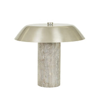 GlobeWest Easton Luna Table Lamp - Mocha Travertine - Pewter