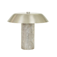 GlobeWest Easton Luna Table Lamp - Mocha Travertine - Pewter