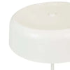 Easton Marquee Floor Lamp with travertine base and matt ivory shade, modern elegant lighting fixture