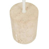 Close-up of the natural travertine base of the Easton Marquee Floor Lamp in matt ivory finish