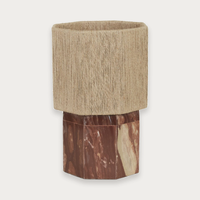 GlobeWest Elio Thread Table Lamp - Maroon Marble - Natural Jute
