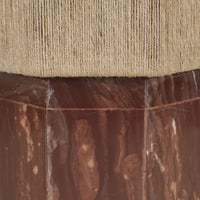 GlobeWest Elio Thread Table Lamp - Maroon Marble - Natural Jute