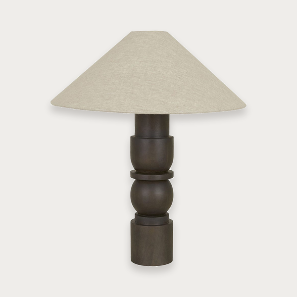 GlobeWest Elio Zemi Table Lamp - Umber - Linen