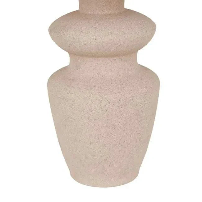 GlobeWest Lorne Bronte ceramic table lamp base in mocha brown with organic curves and oatmeal fabric shade