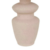 GlobeWest Lorne Bronte ceramic table lamp base in mocha brown with organic curves and oatmeal fabric shade