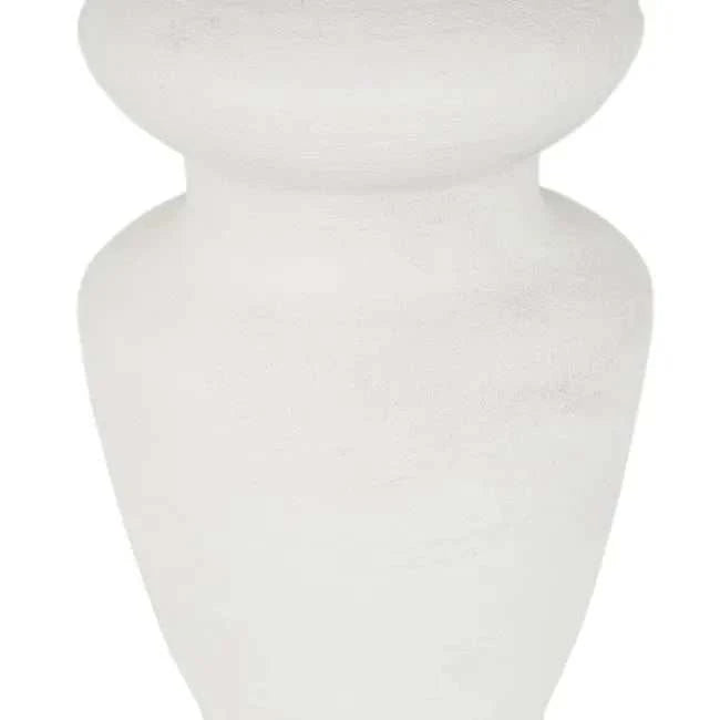 GlobeWest Lorne Bronte Table Lamp with ceramic rustic white base and oatmeal fabric shade.