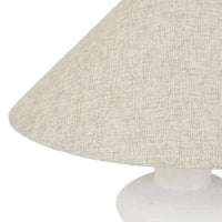 GlobeWest Lorne Bronte Table Lamp with oatmeal cotton linen shade and rustic white ceramic base