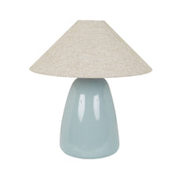 GlobeWest Lorne Pebble Table Lamp - Powder Blue/Oatmeal