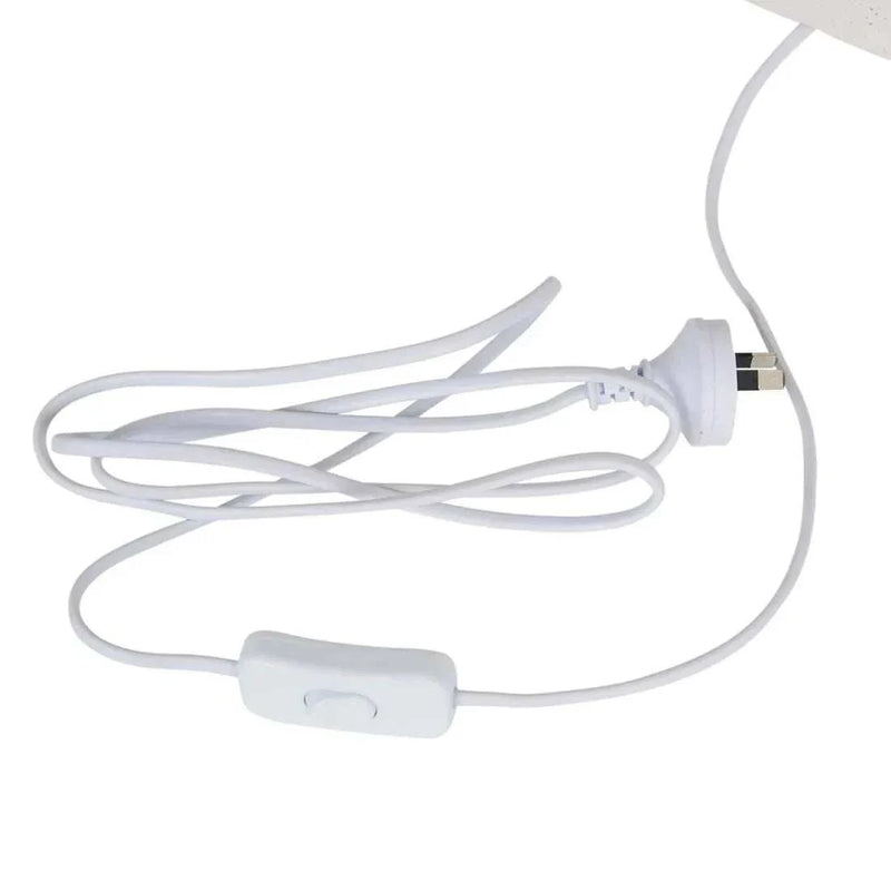 White plastic cord with cordline switch and plug for GlobeWest Lorne Pebble Table Lamp