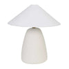 GlobeWest Lorne Pebble Table Lamp with white sand matte ceramic base and white cotton linen shade