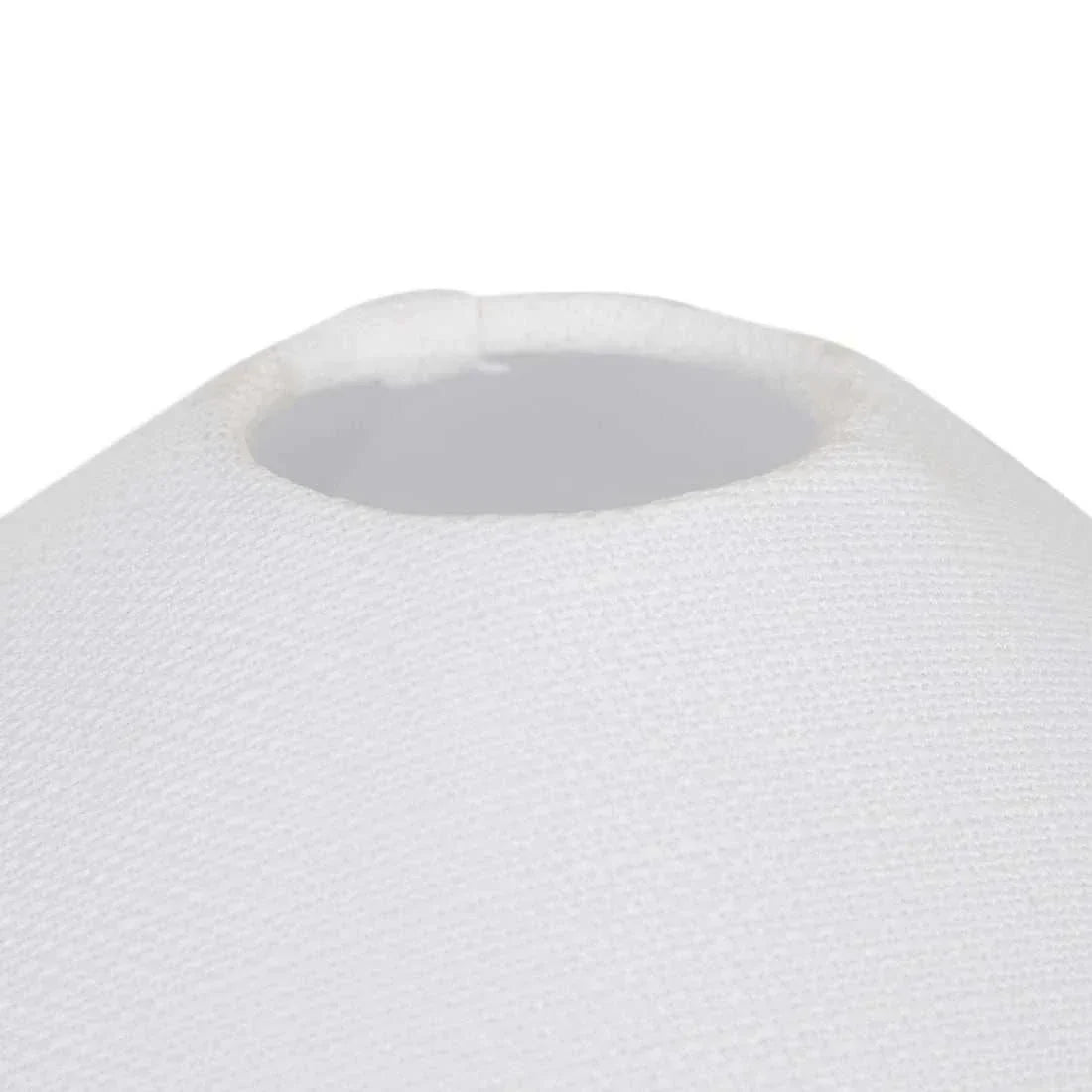 Close-up of GlobeWest Lorne Pebble Table Lamp white sand cotton linen shade top detail