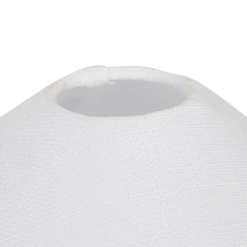 Close-up of GlobeWest Lorne Pebble Table Lamp white sand cotton linen shade top detail