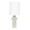 GlobeWest Lorne Post Table Lamp with light grey ceramic base and ivory fabric shade