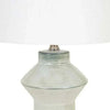 GlobeWest Lorne Post Table Lamp with light grey ceramic base and ivory fabric shade