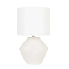 GlobeWest Lorne Roan Table Lamp with white sand ceramic base and ivory shade, modern tonal design