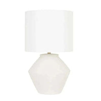 GlobeWest Lorne Roan Table Lamp with white sand ceramic base and ivory shade, modern tonal design