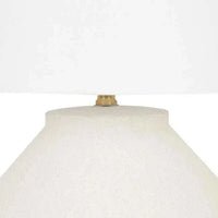 GlobeWest Lorne Roan Table Lamp with white sand ceramic base and ivory cotton linen shade