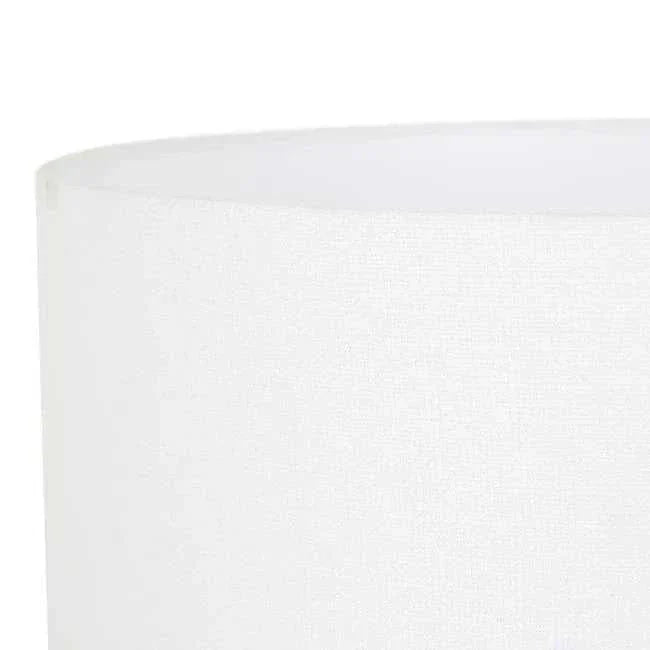 GlobeWest Lorne Roan Table Lamp with white sand ceramic base and ivory cotton linen shade.