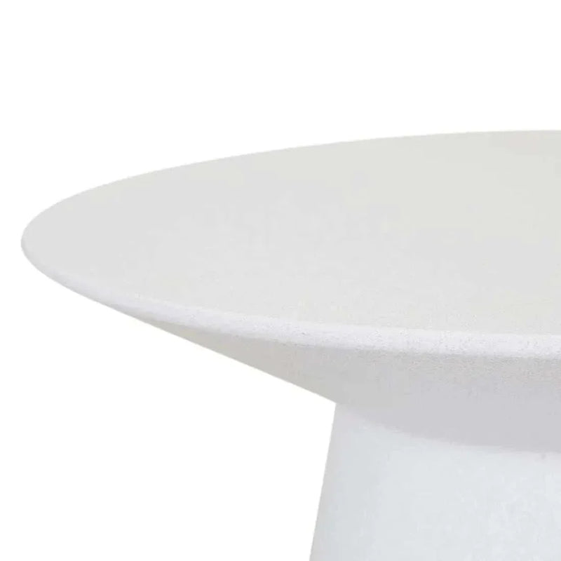 Globe West Livorno round white side table with sturdy fibrestone and resin construction for indoor and outdoor use