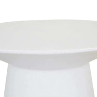 Globe West Livorno white round side table with fibrestone and solid resin, suitable for indoor and outdoor use