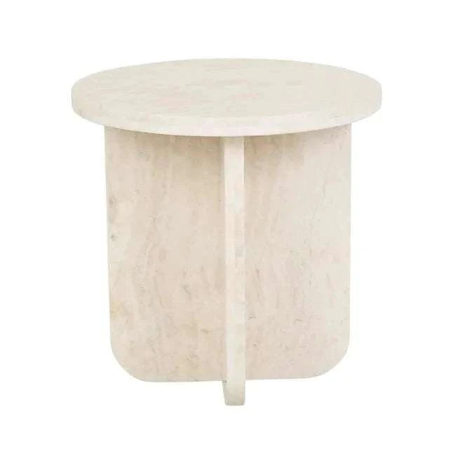 Globe West Side Tables GlobeWest Amara Curve Side Table - Natural Travertine