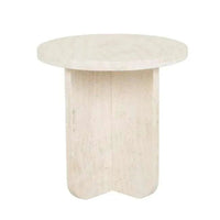 Globe West Side Tables GlobeWest Amara Curve Side Table - Natural Travertine