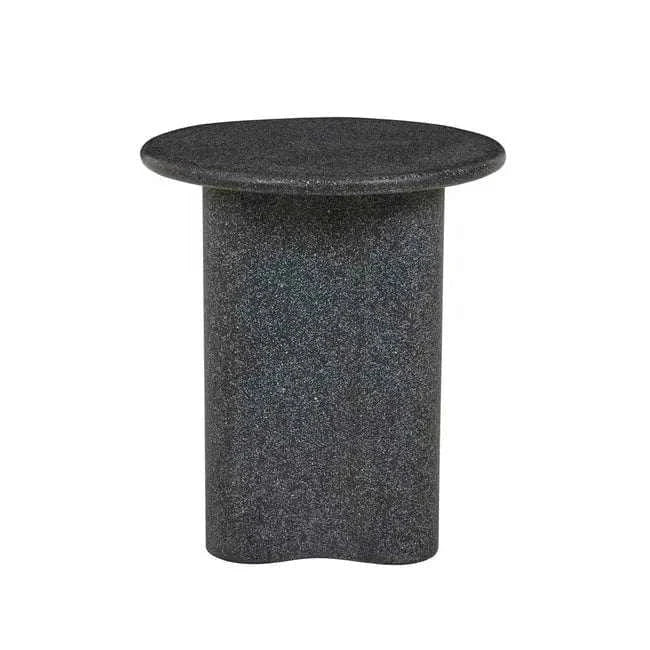 Black speckle Artie Outdoor Wave Side Table with wave design made from durable fibrestone